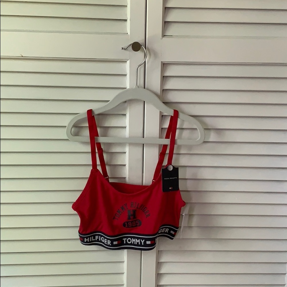 Red Tommy Hilfiger Scoop Neck Bralette